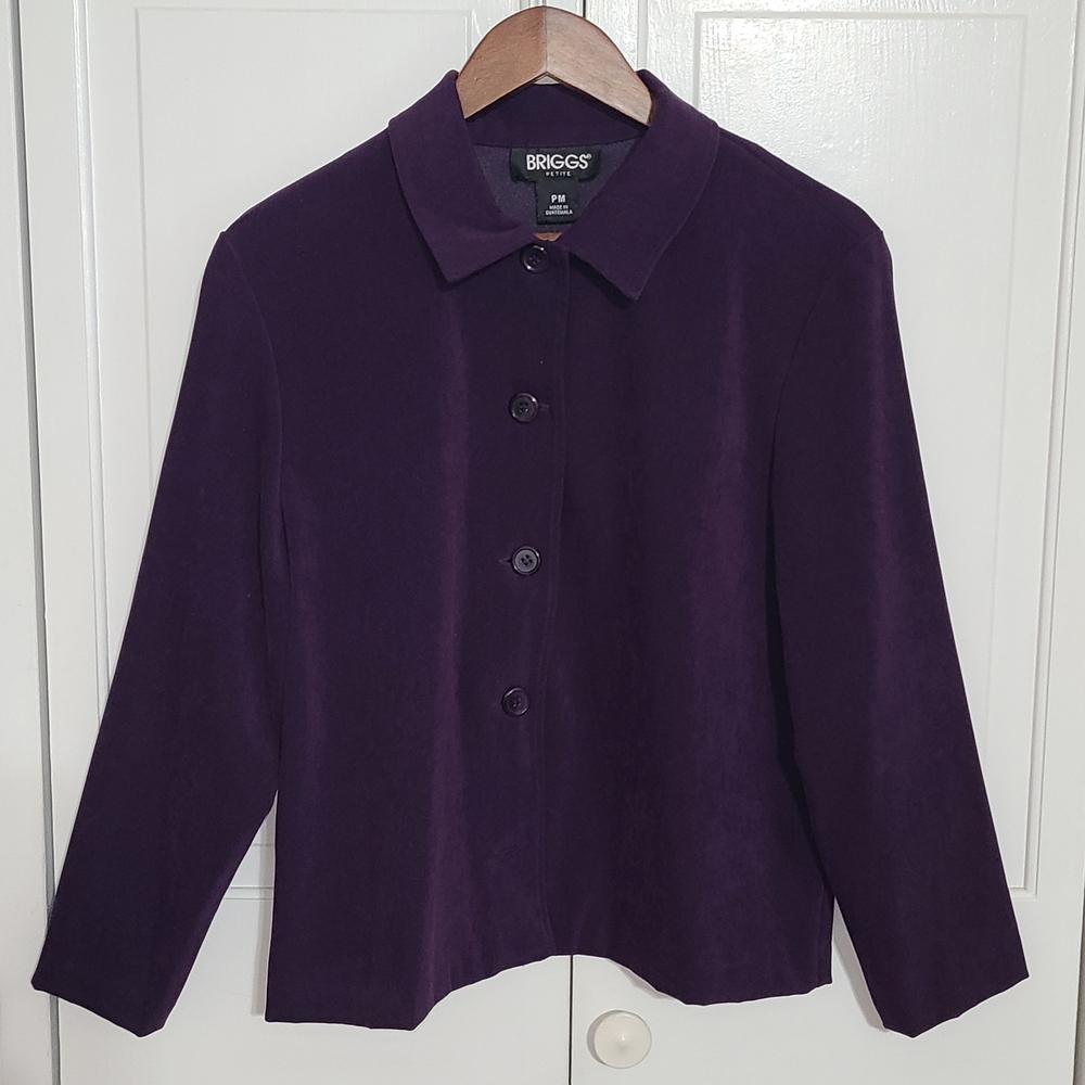 Vintage Briggs New York Purple Velvety Button Up Blazer Women's Medium Petite
